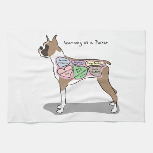 Anatomy of a Boxer Dog gifts Tea Towel