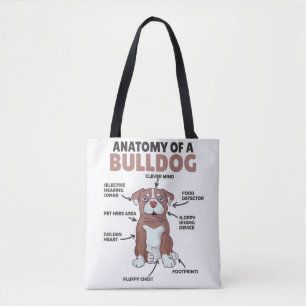 Anatomy Of A Bulldog Dogs Funny Puppy Tote Bag