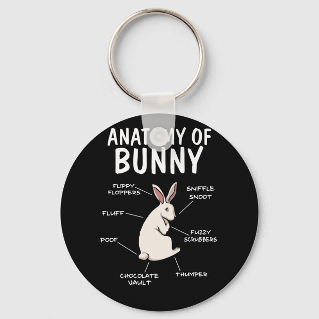 Anatomy of a Bunny Funny Rabbit Definition Key Ring (Front)