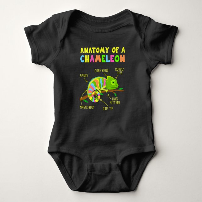 Anatomy of A Chameleon  Lizard Reptiles Baby Bodysuit (Front)