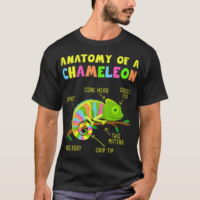 Anatomy of A Chameleon  Lizard Reptiles T-Shirt (Front)