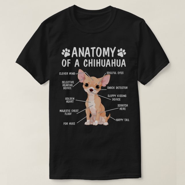 Anatomy Of A Chihuahua Funny Dog Owner Puppy Lover T-Shirt (Design Front)