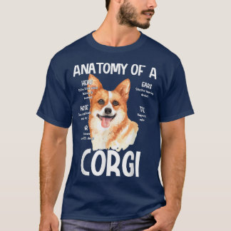 Anatomy Of A Corgi For Dog Lovers Head Noise Ear F T-Shirt