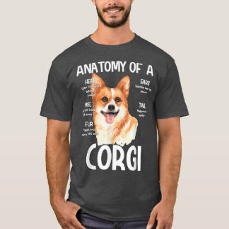 Anatomy Of A Corgi For Dog Lovers Head Noise Ear F T-Shirt
