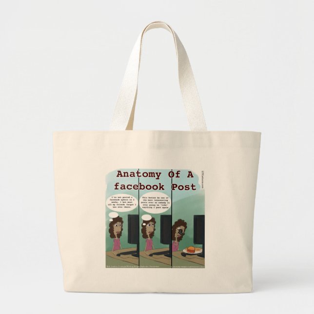 Anatomy Of A facebook Post Funny Large Tote Bag (Front)