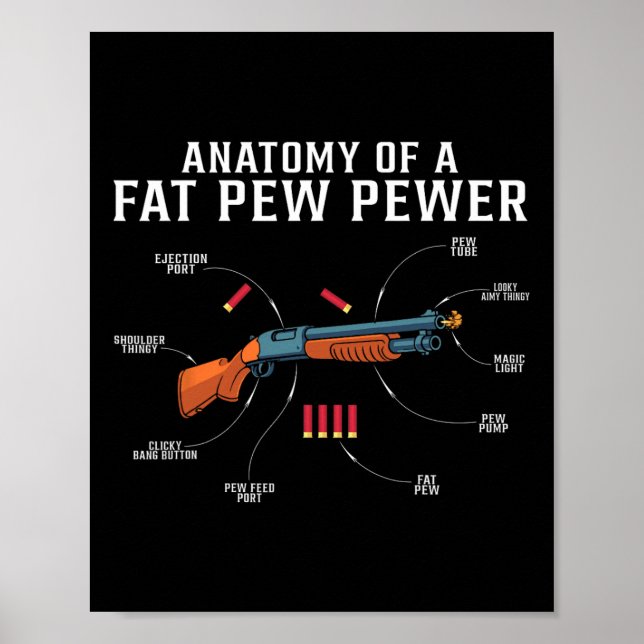 Anatomy Of A Fat Pew Pewer Funny Hunting Hunter  Poster (Front)