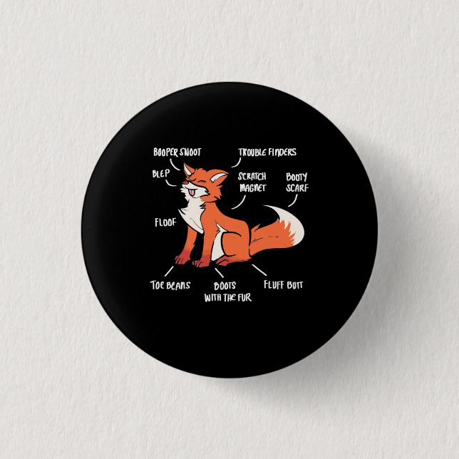 Anatomy Of A Fox 3 Cm Round Badge (Front)