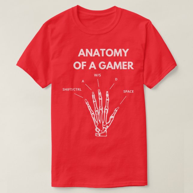 Anatomy of a Gamer Hand Skeleton  T-Shirt (Design Front)