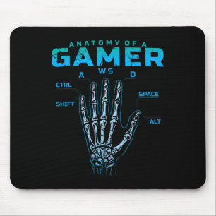 Anatomy Of A Gamer Shirt Skeleton Hand Video Game Mouse Pad