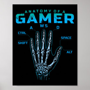 Anatomy Of A Gamer Shirt Skeleton Hand Video Game  Poster