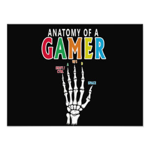 Anatomy Of A Gamer Skeleton Hand Funny Print