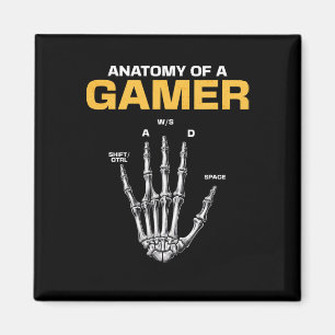 Anatomy Of A Gamer Skeleton Hand Funny Video Gamer Magnet