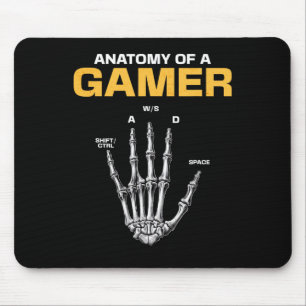 Anatomy Of A Gamer Skeleton Hand Funny Video Gamer Mouse Pad