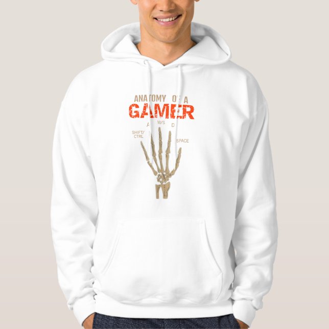 Anatomy of a Gamer Skeleton Hand Keyboard T-Shirt Hoodie (Front)