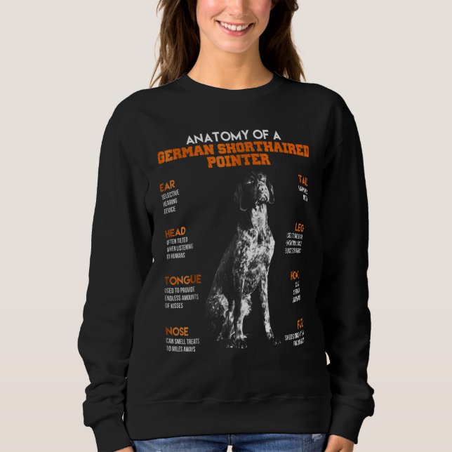 Anatomy Of A German Shorthaired Pointer Fun Dog Sweatshirt (Front)