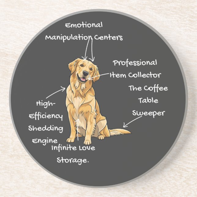 Anatomy of a Golden Retriever - Funny Dog Mom/Dad  Coaster (Front)