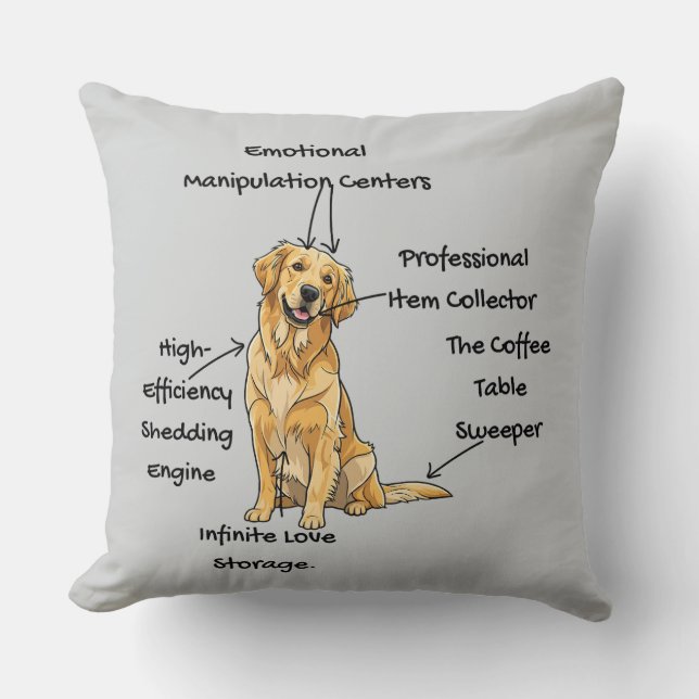 Anatomy of a Golden Retriever - Funny Dog Mom/Dad  Cushion (Front)