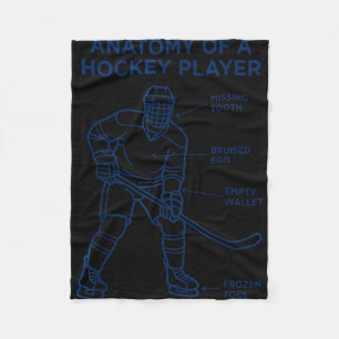 Anatomy of a hockey player funny sports fleece blanket
