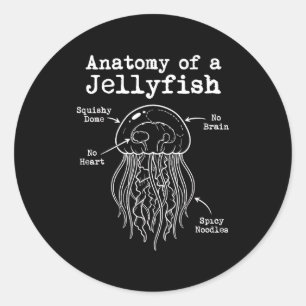 Anatomy of a jellyfish spicy noodles funny marine classic round sticker