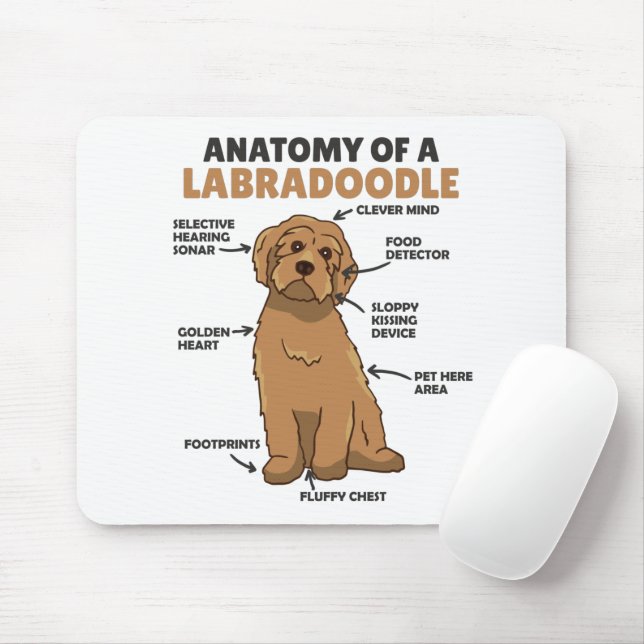 Anatomy Of A Labradoodle Cute Canine Puppy Mouse Pad (With Mouse)
