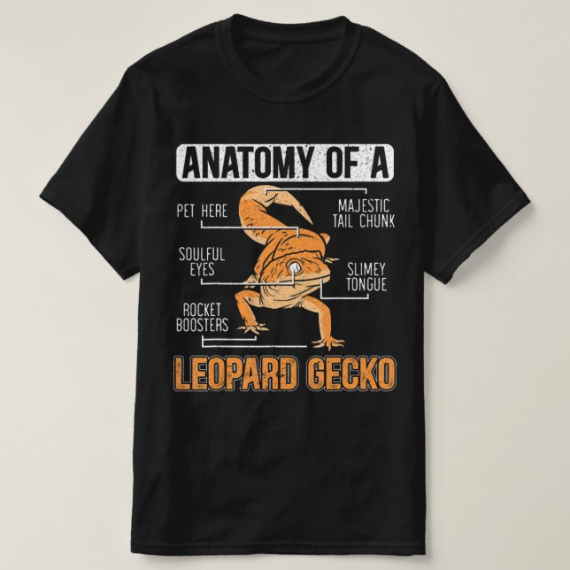Anatomy Of A Leopard Gecko Lover Lizard Animal Rep T-Shirt (Design Front)