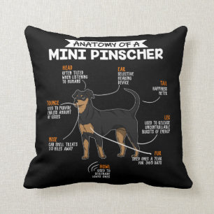 Anatomy Of A Mini Pinscher Funny Dog Owner Gift Cushion