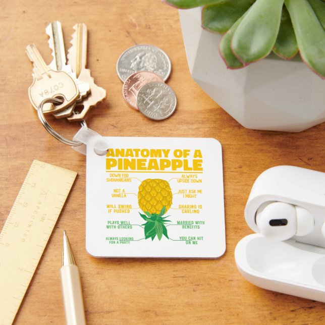 Anatomy Of A Pineapple Funny Pineapple Lovers Cool Key Ring (Desk)