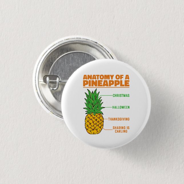 Anatomy Of A Pineapple Lovers Holidays Family Cool 3 Cm Round Badge (Front & Back)