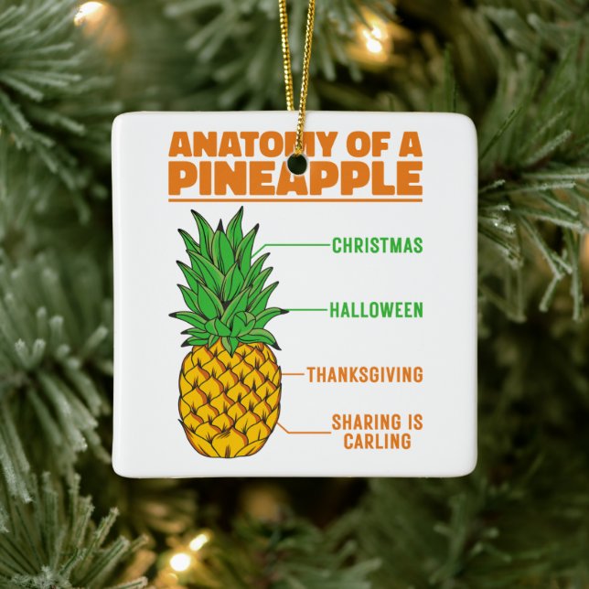 Anatomy Of A Pineapple Lovers Holidays Family Cool Ceramic Ornament (Tree)