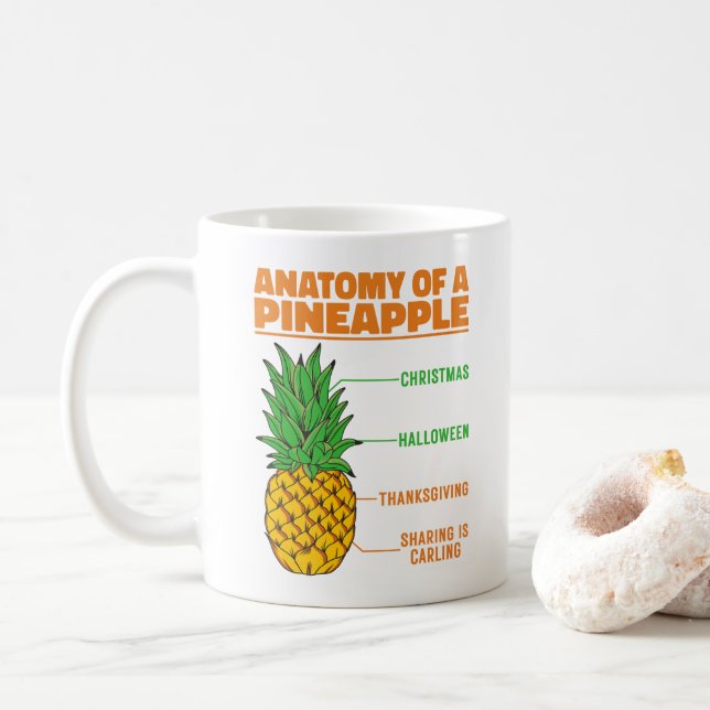 Anatomy Of A Pineapple Lovers Holidays Family Cool Coffee Mug (With Donut)