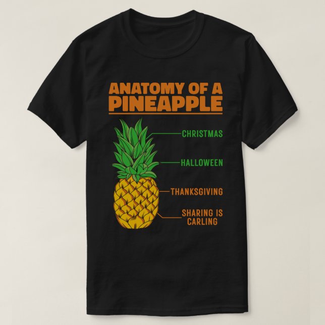 Anatomy Of A Pineapple Lovers Holidays Family Cool T-Shirt (Design Front)