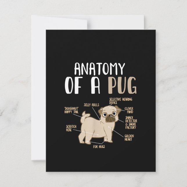 Anatomy Of A Pug Breed Dog Pet Hound Lover Thank You Card (Front)