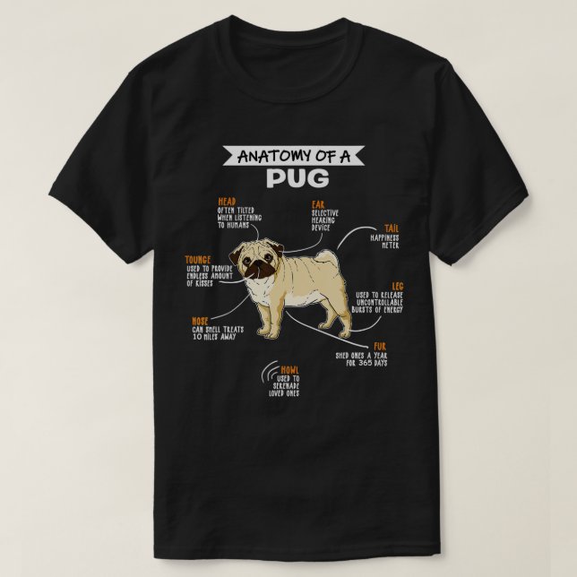 Anatomy Of A Pug Dog Funny Dog Lover Gift (1)  T-Shirt (Design Front)
