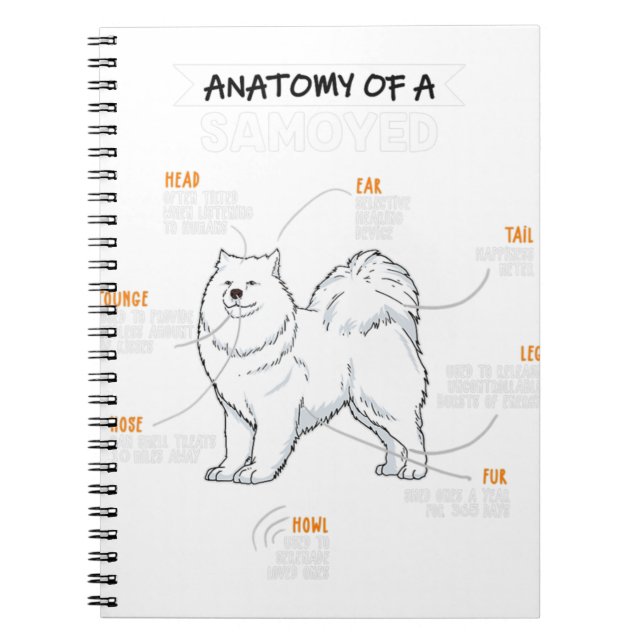Anatomy Of A Samoyed Dog Funny Dog Lover Gift  Notebook (Front)