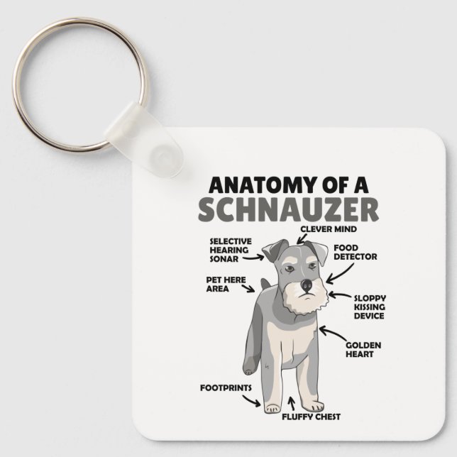 Anatomy Of A Schnauzer Cute Dog Puppy Key Ring (Front)