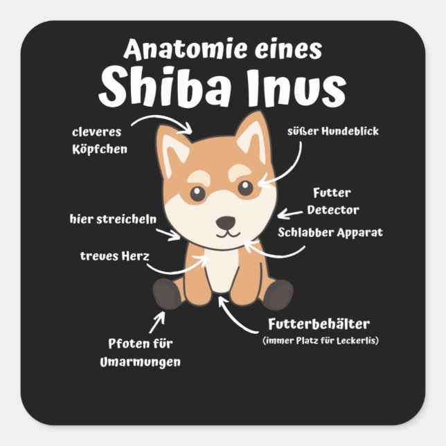 Anatomy Of A Shiba Inus Sweet Dog Puppy Square Sticker (Front)