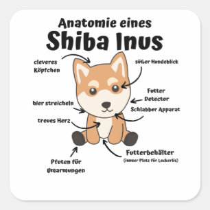Anatomy Of A Shiba Inus Sweet Dog Puppy Square Sticker