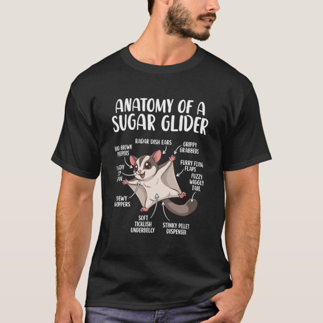 Anatomy of A Sugar Glider Funny Cute Sugar Glider  T-Shirt (Front)