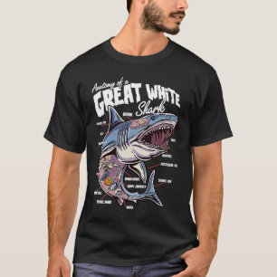 Anatomy of a White Shark Fish Shark  Educational T-Shirt