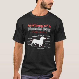 Anatomy of a Wiener Dog, Dachshund Parts Diagram T-Shirt