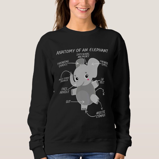 Anatomy of an elephant elefant cute definition ani sweatshirt (Front)