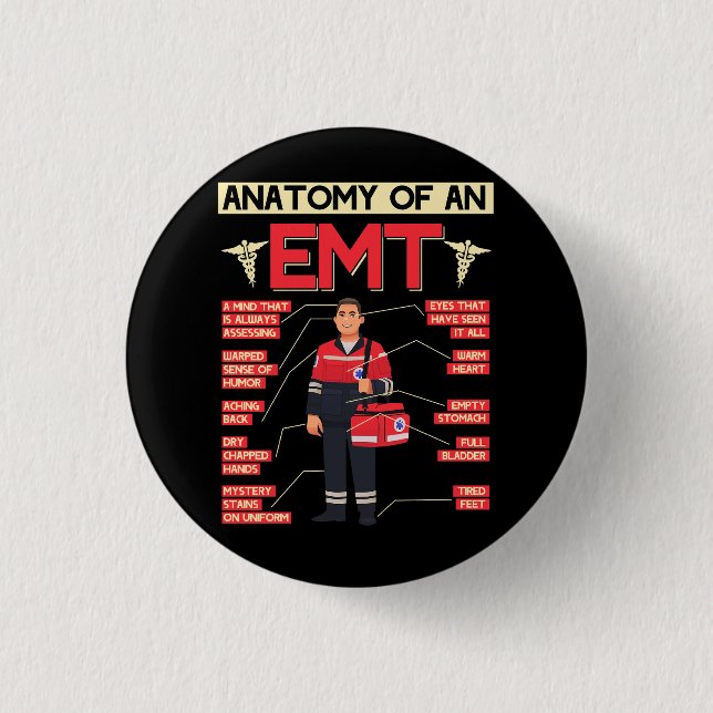 Anatomy Of An EMT Paramedic EMT EMS Health Care Em 3 Cm Round Badge (Front)