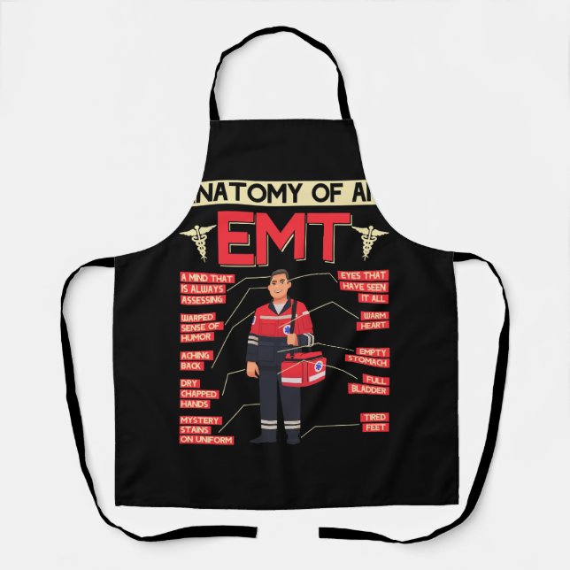 Anatomy Of An EMT Paramedic EMT EMS Health Care Em Apron (Front)