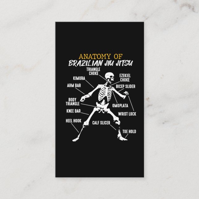 Anatomy of Brazilian Jiu Jitsu Fighter Skeleton Business Card (Front)