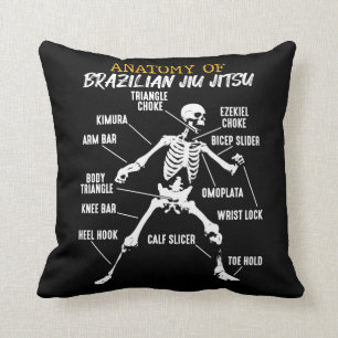 Anatomy of Brazilian Jiu Jitsu Fighter Skeleton Cushion