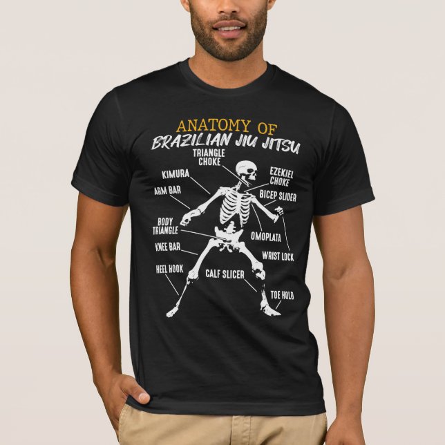 Anatomy of Brazilian Jiu Jitsu Fighter Skeleton T-Shirt (Front)