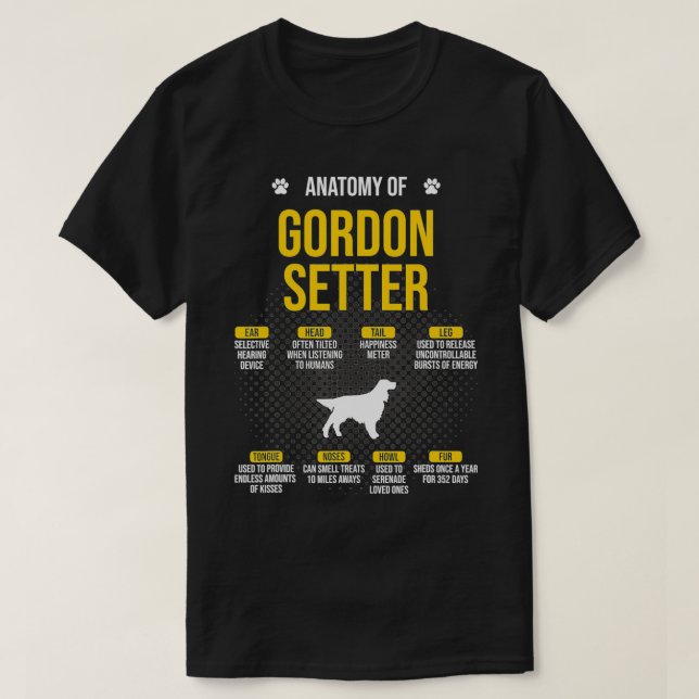 Anatomy Of Gordon Setter Dog Lover  T-Shirt (Design Front)