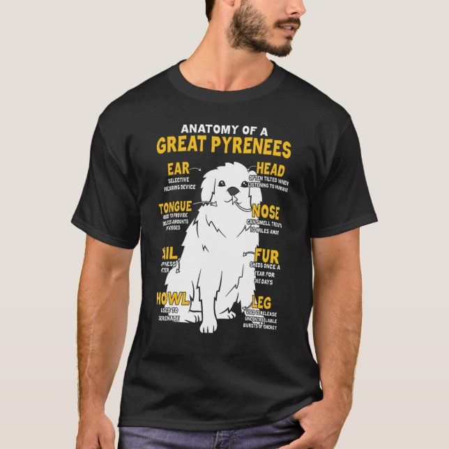 Anatomy Of Great Pyrenees  Dog T-Shirt (Front)