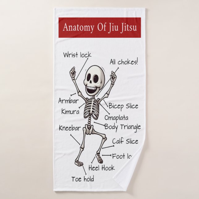 Anatomy Of Jiu Jitsu BJJ Skeleton Submissions Gym Bath Towel (Bath Towel)
