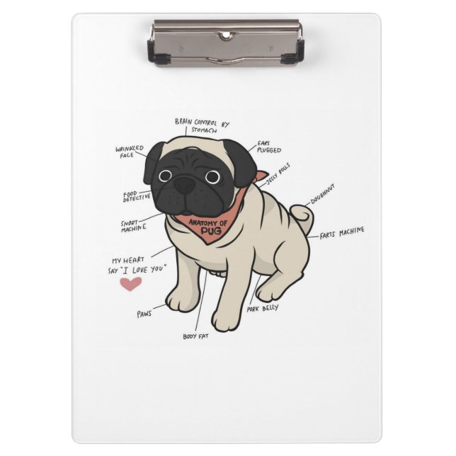 Anatomy Of Pug Dog Chart Clipboard (Front)